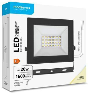 Modee Lighting Waterproof LED Floodlight 20W Natural White 4000K IP65