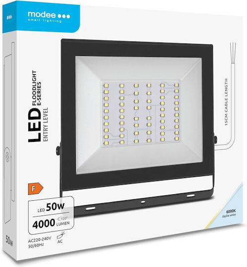 Modee Lighting Στεγανός Προβολέας LED 50W Ψυχρό Λευκό 6000K IP65