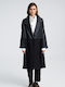 Damen Schwarz Mantel Oversized mit Gürtel