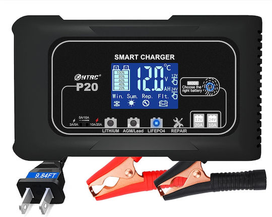 Htrc P20 Battery Charger Lithium Lifepo4 Agm Gel Lead-acid Output 12v/20a 24v/10a Floating Battery Repair Function