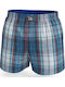 Men's Boxer Turquoise, Blue, Brown Checkered