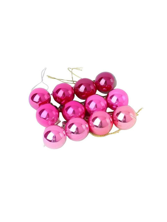 Hanging Ball Ornament Ornament Pink 8cm Set 12pcs