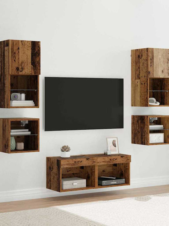 Wohnzimmer TV-Einheit Old Wood mit Beleuchtung ...