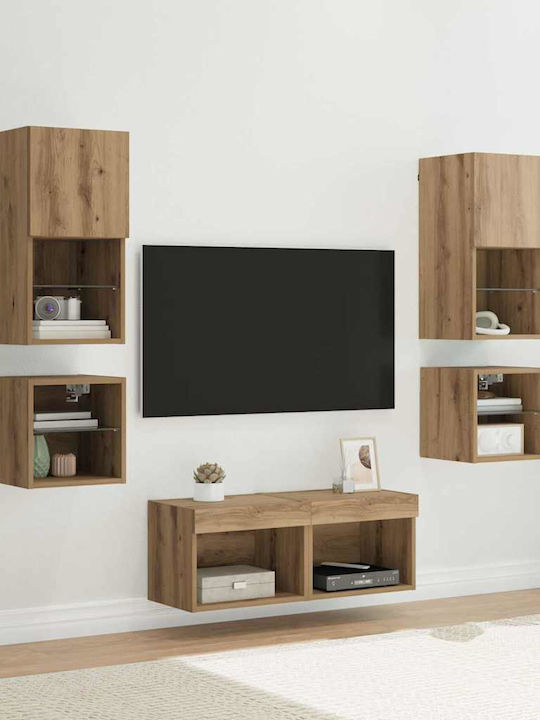 Wohnzimmer TV-Einheit Artisan Oak mit Beleuchtu...