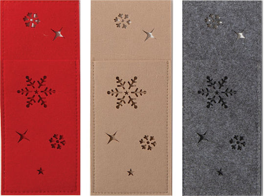 Nef-Nef Homeware Snow Set Christmas Cutlery Holders Fabric Beige L26xW10xD10cm. 2pcs