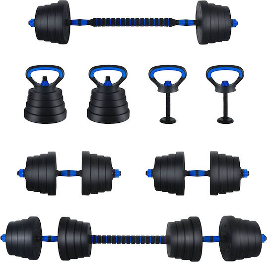 vidaXL Dumbbell Set with Bar Total Weight 30kg with Stand