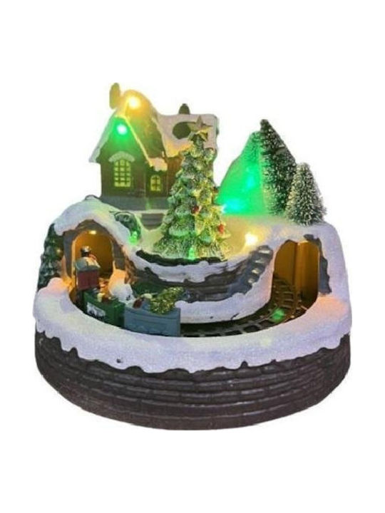Christmas Illuminated Decorative Ceramic Village with Battery / Electric with Music and Movement Moving