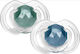 Nuby Orthodontic Pacifiers Silicone Blue/Green for 6+ months 2pcs