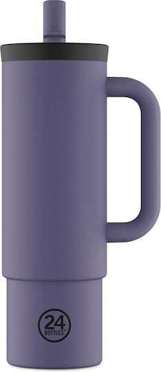 24Bottles Ποτήρι Θερμός BPA Free Dusk με Καλαμάκι