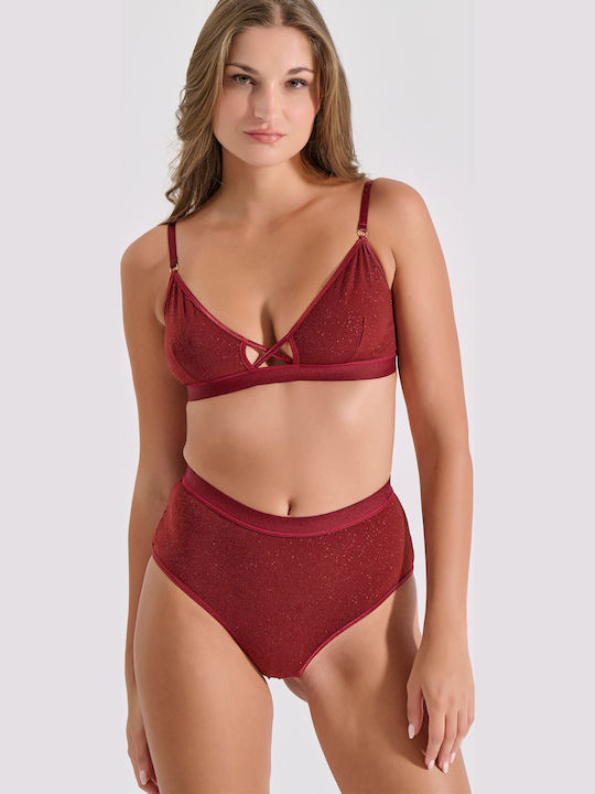 Milena by Paris Underwear Set with Bralette & String Burgundy