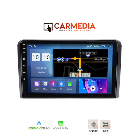 Carmedia Ηχοσύστημα Αυτοκινήτου για Fiat Panda 2003-2012 (Bluetooth/USB/WiFi/GPS/Apple-Carplay/Android-Auto) με Οθόνη Αφής 9"