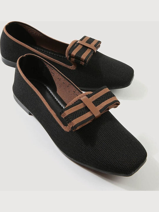 Leder Damen Mokassins in Schwarz Farbe