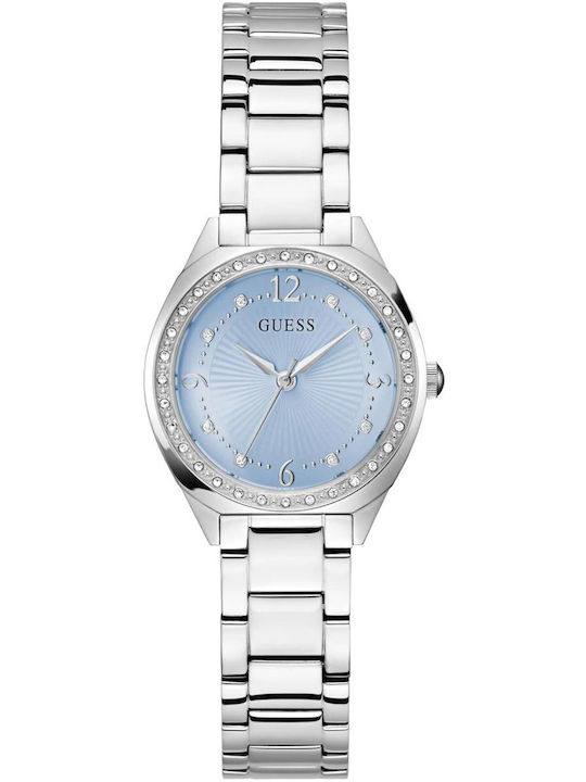 Guess Crystals Womens Watch 30mm Battery With Silver Steel Bracelet
