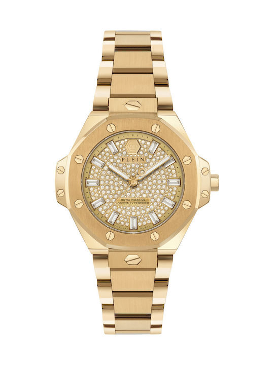 Philipp Plein Royal Prestige Γυναικείο Ρολόι 33mm Μπαταρίας με Χρυσό Μεταλλικό Μπρασελέ