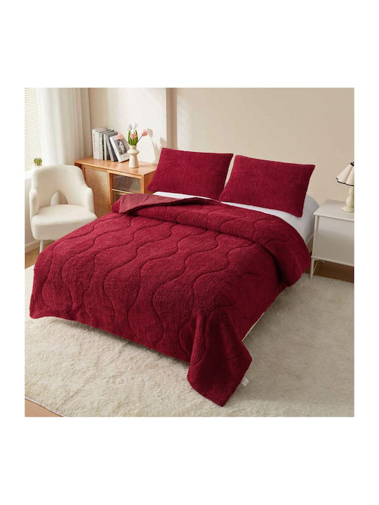 Homeone Duvet Cover Set Queen 220x240cm Bordeaux 3pcs 300 GSMGsm