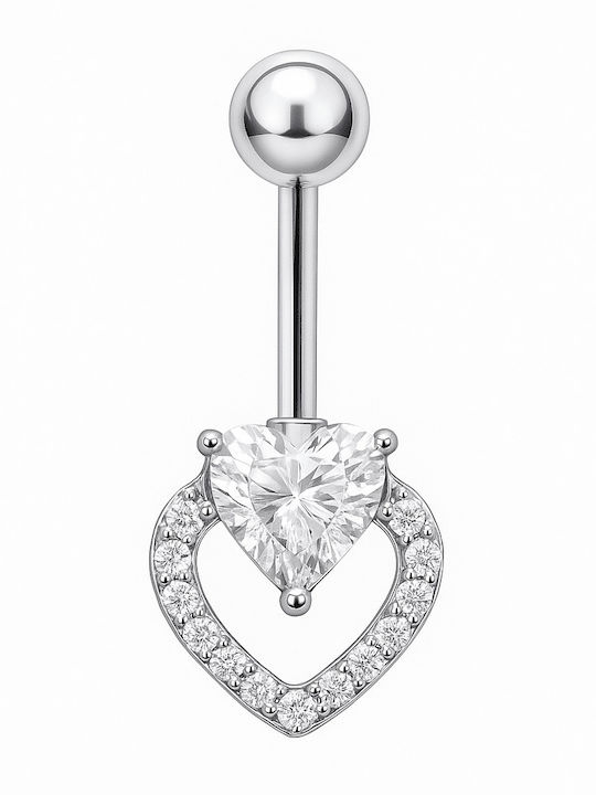 Nire Ohrring Bauchnabel aus Stahl Silber Transparent