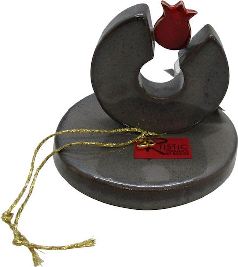 Handmade Lucky Charm Pomegranate Gray Ceramic 10x10cm 1pcs