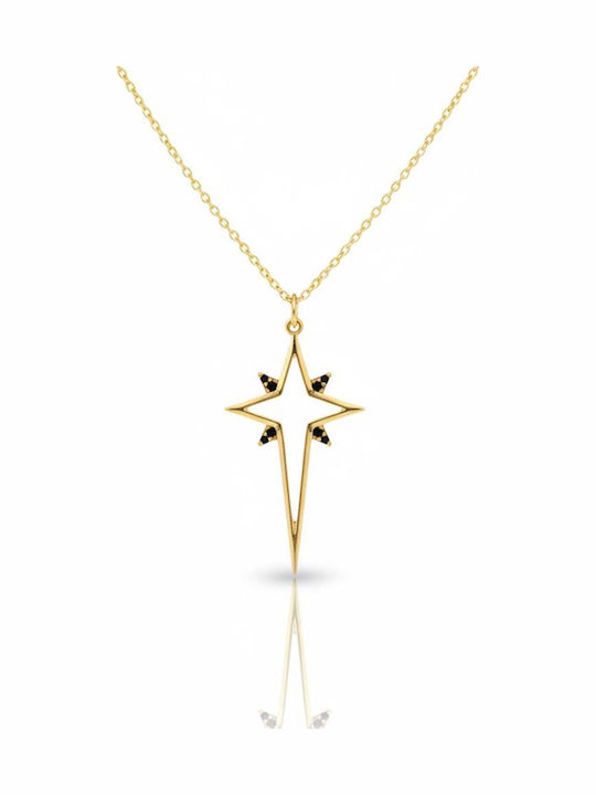 Gatsa Black Women's Cross from Gold Plated Silver
