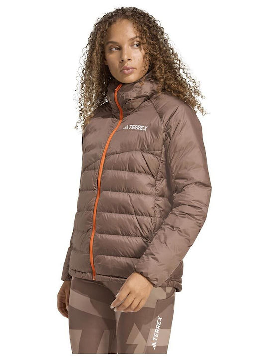 Terrex Xperior Women's for Hiking Lifestyle Jacket for Winter with Hood Brown