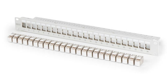Digitus Panou De Patch Keystone Pentru Rack 1U 19" 24 Prize Cat6a Gri