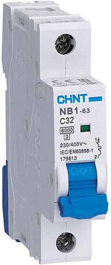 Chint Automatic Circuit Breaker Rail Single Pole 32a 6ka 230v