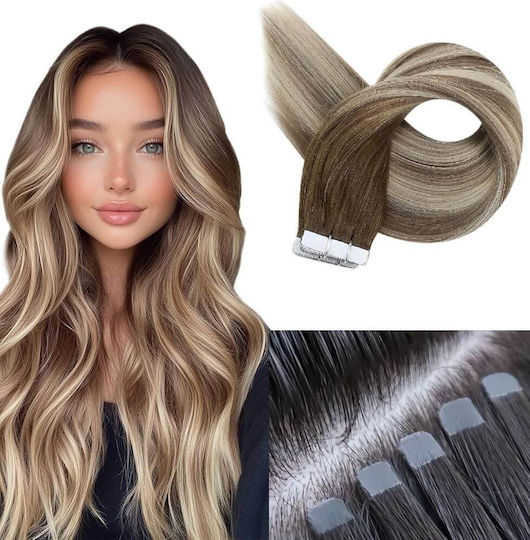 Remy Hair Sticker Extension with Natural Hair Remy in Dark Chestnut Color 3 55cm 4pcs