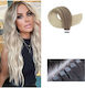 Remy Hair Αυτοκόλλητο Extension με Φυσική Τρίχα Ρεμί σε Καστανό Πλατινέ Χρώμα 8/60 55cm 4τμχ