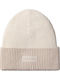 Patch Beanie Unisex Σκούφος με Rib Πλέξη σε Λευκό χρώμα