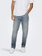 Men's Jeans Pants with Regular Straight Fit Light Blue Denim