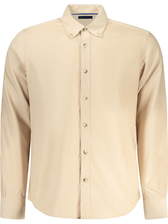 Long-sleeved Cotton Shirt Beige
