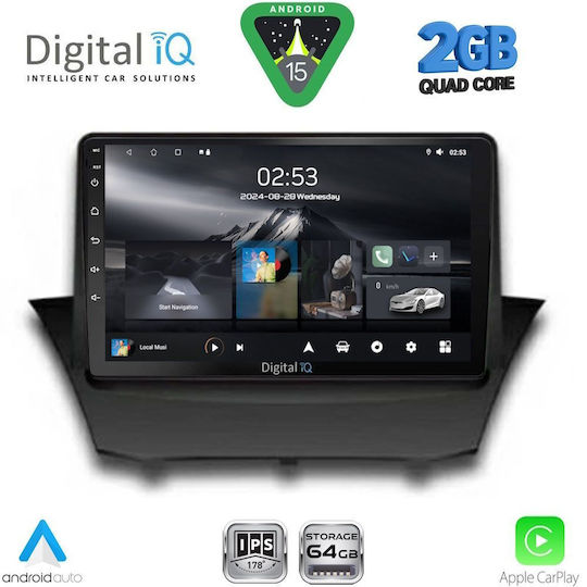 Digital IQ Car Audio System for Ford Fiesta 2008-2017 (Bluetooth/USB/WiFi/GPS/Apple-Carplay/Android-Auto) with Touch Screen 9"