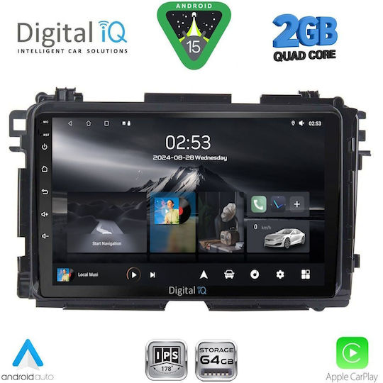 Digital IQ Ηχοσύστημα Αυτοκινήτου για Honda HR-V 2015-2021 (Bluetooth/USB/WiFi/GPS/Apple-Carplay/Android-Auto) με Οθόνη Αφής 9"
