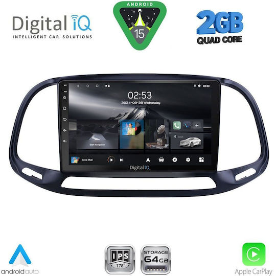Digital IQ Car Audio System for Opel Combo Fiat Doblo 2015-2018 (Bluetooth/USB/WiFi/GPS/Apple-Carplay/Android-Auto) with Touch Screen 9"