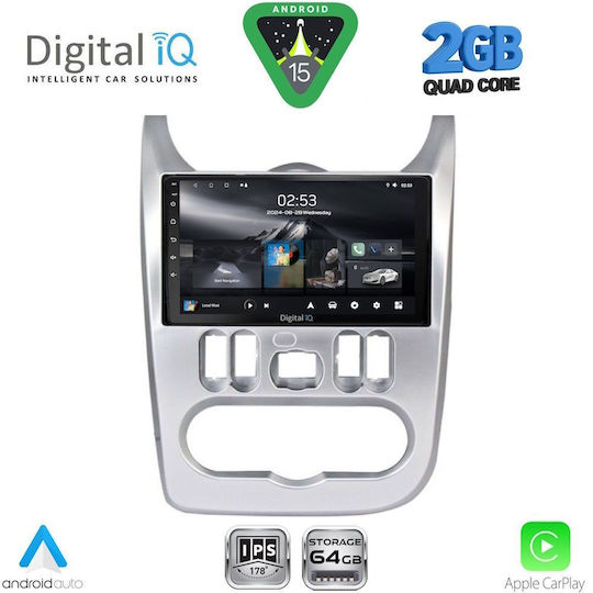 Digital IQ Car Audio System for Renault Logan Dacia Duster / Logan / Sandero 2006-2012 (Bluetooth/USB/WiFi/GPS/Apple-Carplay/Android-Auto) with Touch Screen 9"