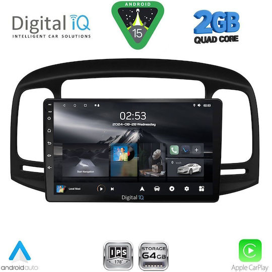 Digital IQ Car Audio System for Hyundai Accent 2005-2012 (Bluetooth/USB/WiFi/GPS/Apple-Carplay/Android-Auto) with Touch Screen 9"
