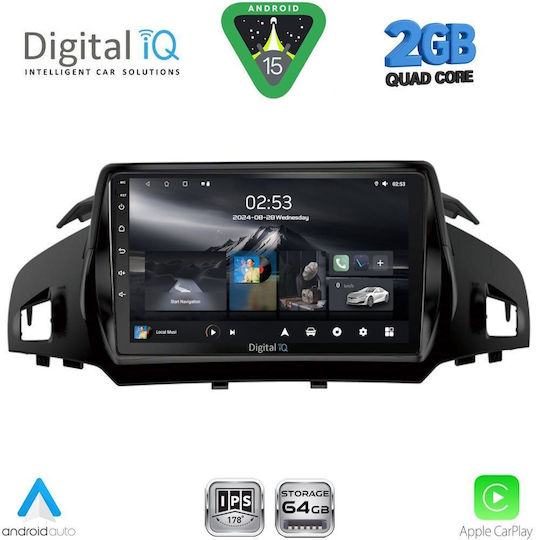 Digital IQ Car Audio System for Ford Kuga / C-Max 2011 (Bluetooth/USB/WiFi/GPS/Apple-Carplay/Android-Auto) with Touch Screen 9"