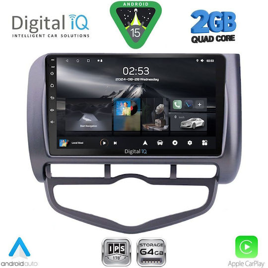 Digital IQ Ηχοσύστημα Αυτοκινήτου για Honda Jazz 2002-2008 με Clima (Bluetooth/USB/WiFi/GPS/Apple-Carplay/Android-Auto) με Οθόνη Αφής 9"