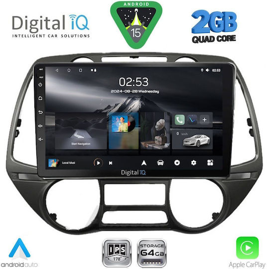 Digital IQ Car Audio System for Hyundai i20 2008-2013 (Bluetooth/USB/WiFi/GPS/Apple-Carplay/Android-Auto) with Touch Screen 9"