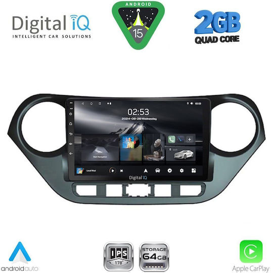 Digital IQ Car Audio System for Hyundai i10 2014-2020 (Bluetooth/USB/WiFi/GPS/Apple-Carplay/Android-Auto) with Touch Screen 9"