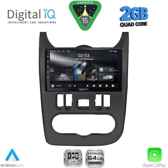 Digital IQ Car Audio System for Renault Logan Dacia Duster / Logan / Sandero 2006-2012 (Bluetooth/USB/WiFi/GPS/Apple-Carplay/Android-Auto) with Touch Screen 9"