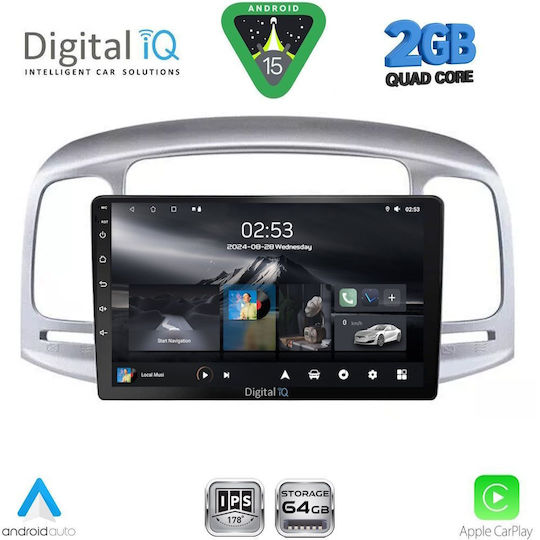 Digital IQ Ηχοσύστημα Αυτοκινήτου για Hyundai Accent 2005-2012 (Bluetooth/USB/WiFi/GPS/Apple-Carplay/Android-Auto) με Οθόνη Αφής 9"