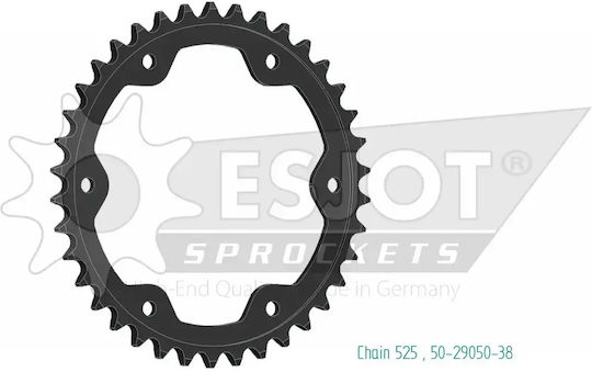 Esjot Pinion Spate Oțel 525 Negru 38 Dinți 50-29050-38