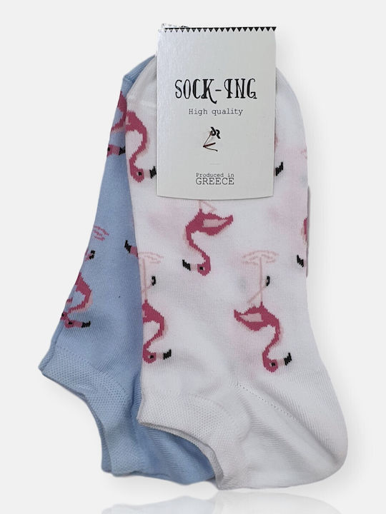Sock Ing Γυναικείες Κάλτσες White - Γκρι Ανοιχτό 2Pack
