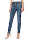 Hoch tailliert Damenjeans Schlaghose in Enger Passform Blue