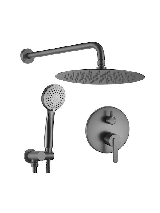 Rea Set Mischer, Handbrause & Duschkopf für Wandmontage für Badewanne Gray