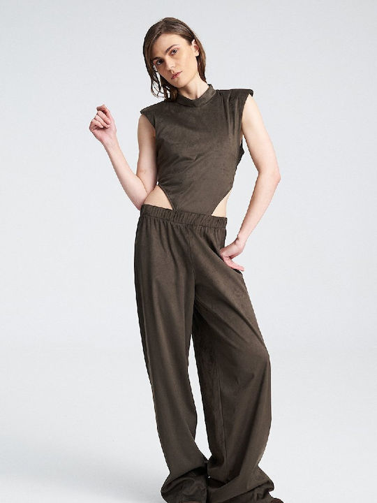 Women's Blouse Leather Khaki