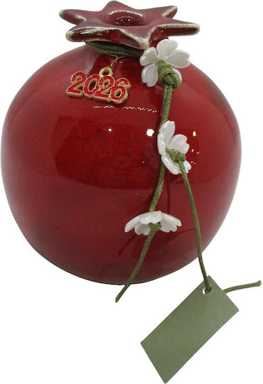Handmade Lucky Charm Pomegranate Red Ceramic 7x9cm 1pcs