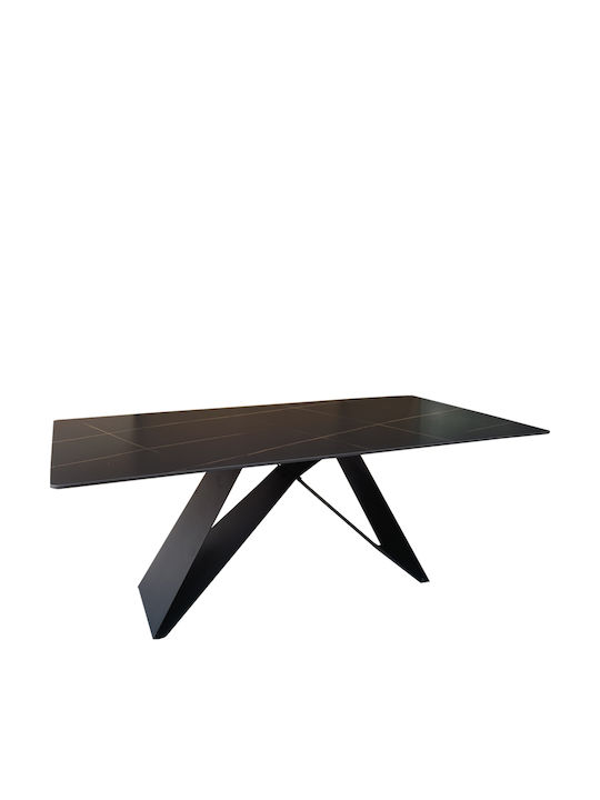 Mapele Table Dining Room with Marble Surface Black 180x90x75cm