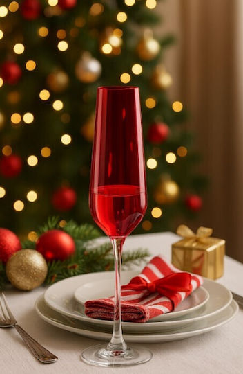 Galifas Set of Glasses Champagne made of Crystal in Red Color Stemmed 200ml 6pcs