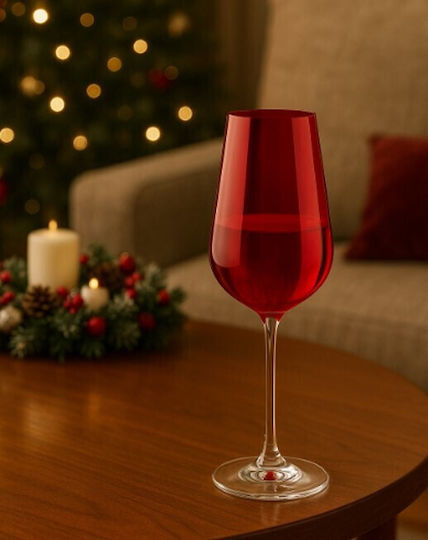 Galifas Set of Glasses for White Wine made of Crystal in Red Color 450ml 6pcs